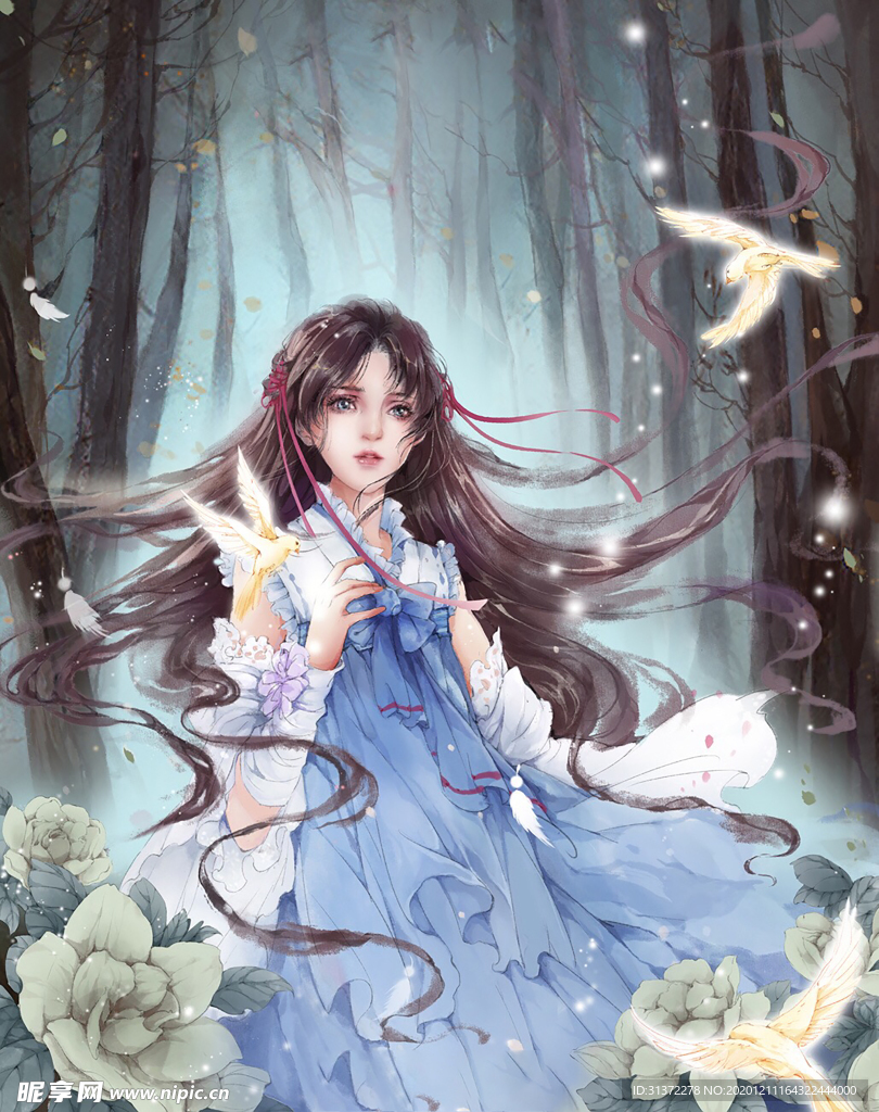 古装帅哥美女插画图片