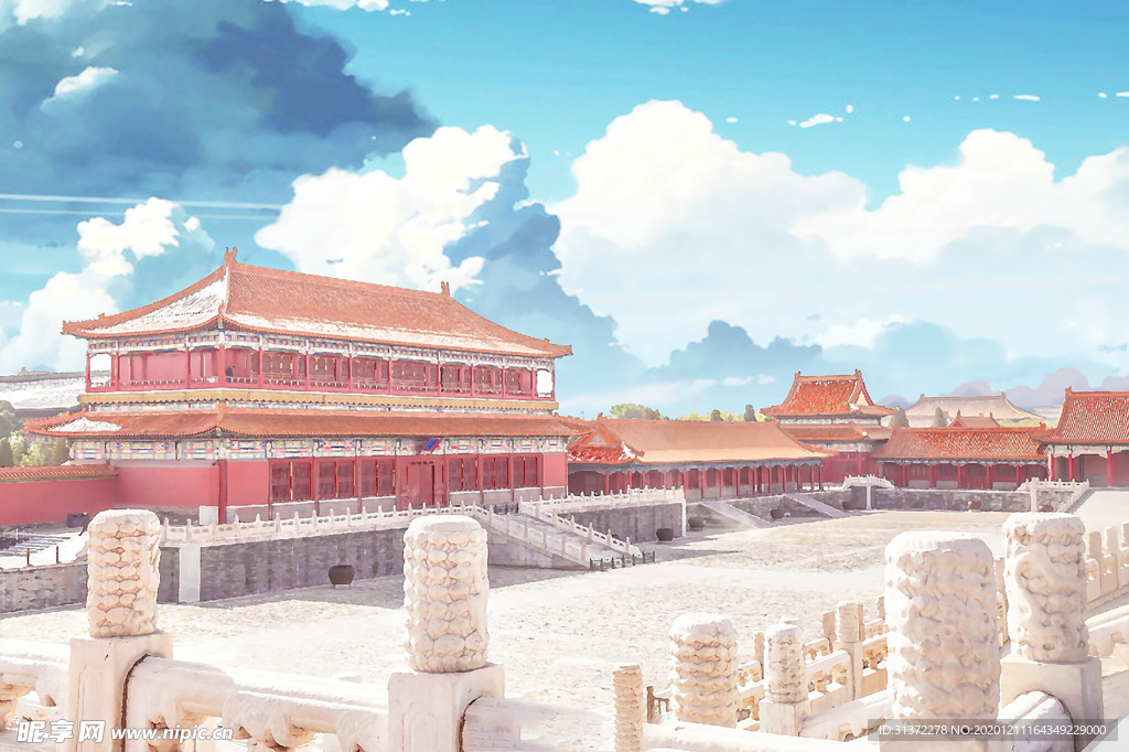 中国风大气插画场景图片