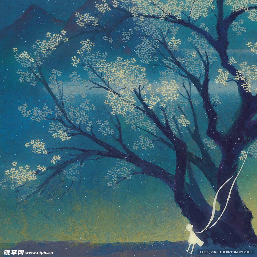 中国风大气插画场景图片