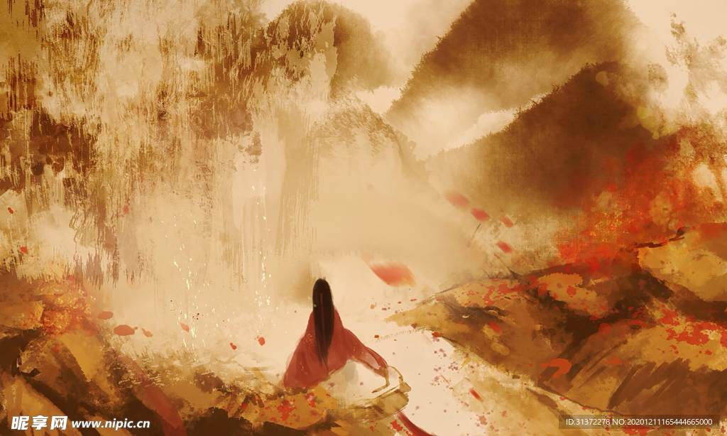 古装帅哥美女插画图片