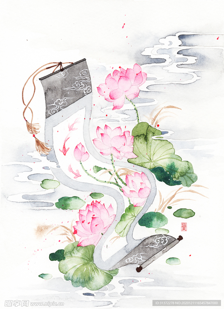 中国风大气插画场景图片