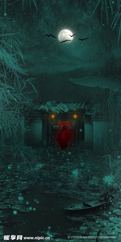 中国风大气插画场景图片