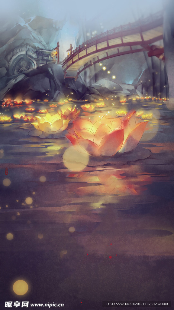 中国风大气插画场景图片