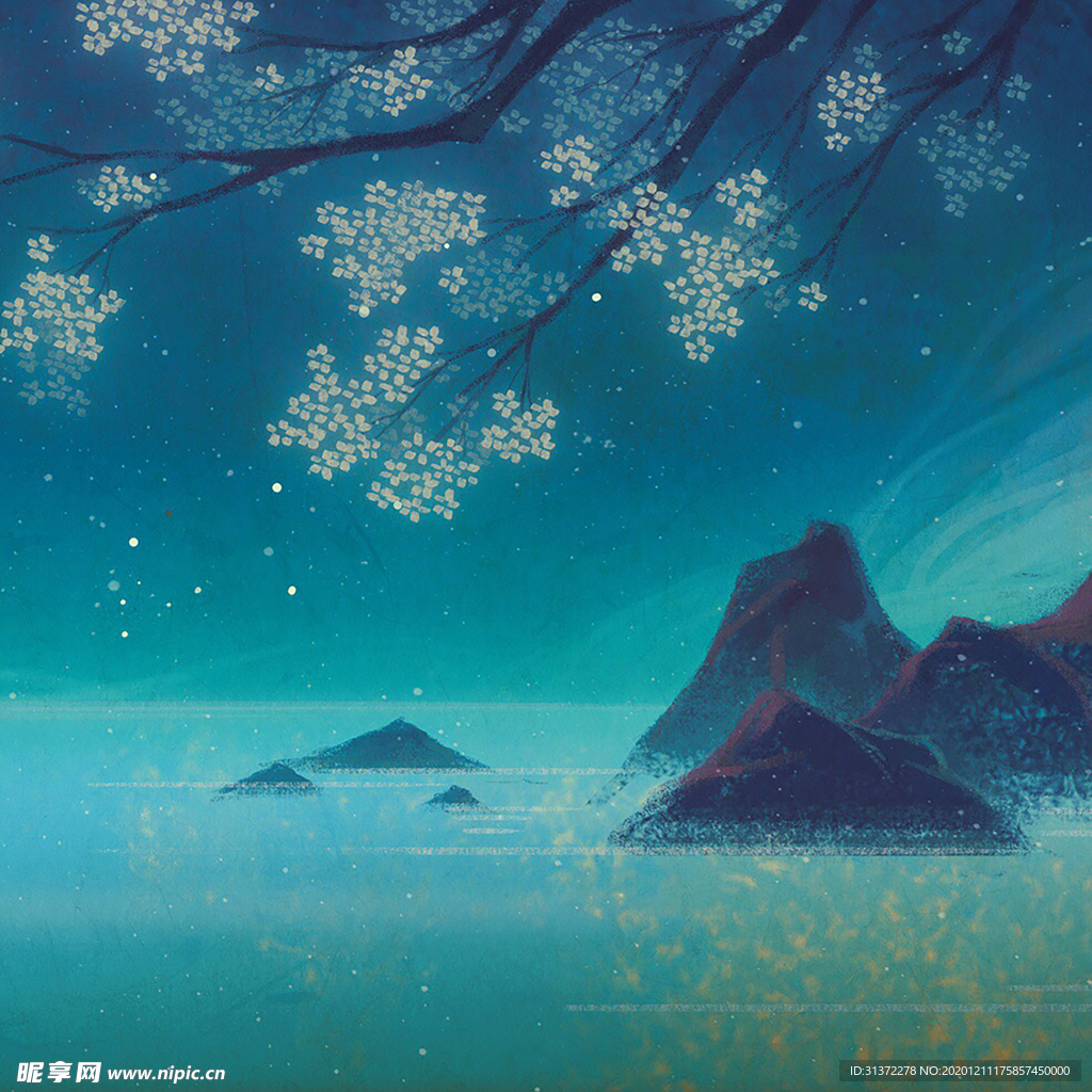 中国风大气插画场景图片