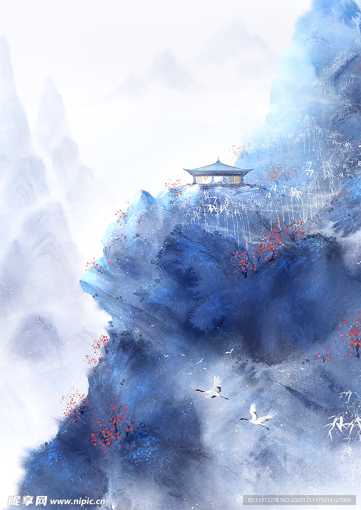 中国风大气插画场景图片