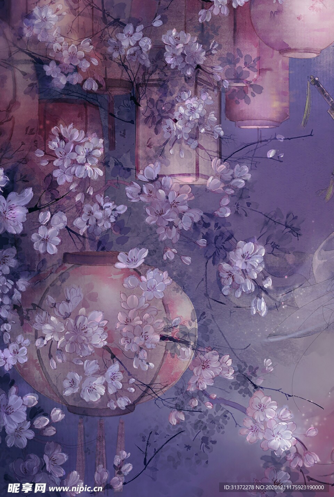 中国风大气插画场景图片