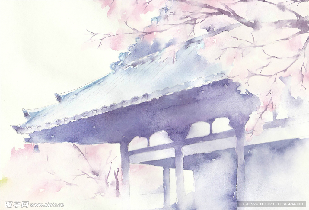 中国风大气插画场景图片