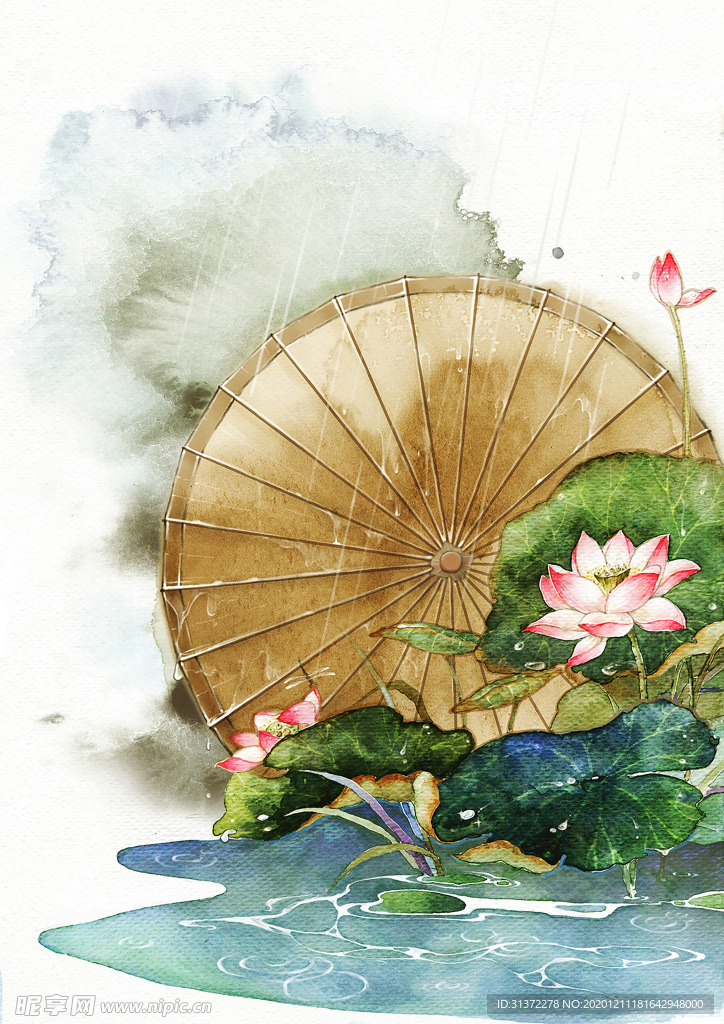 中国风大气插画场景图片