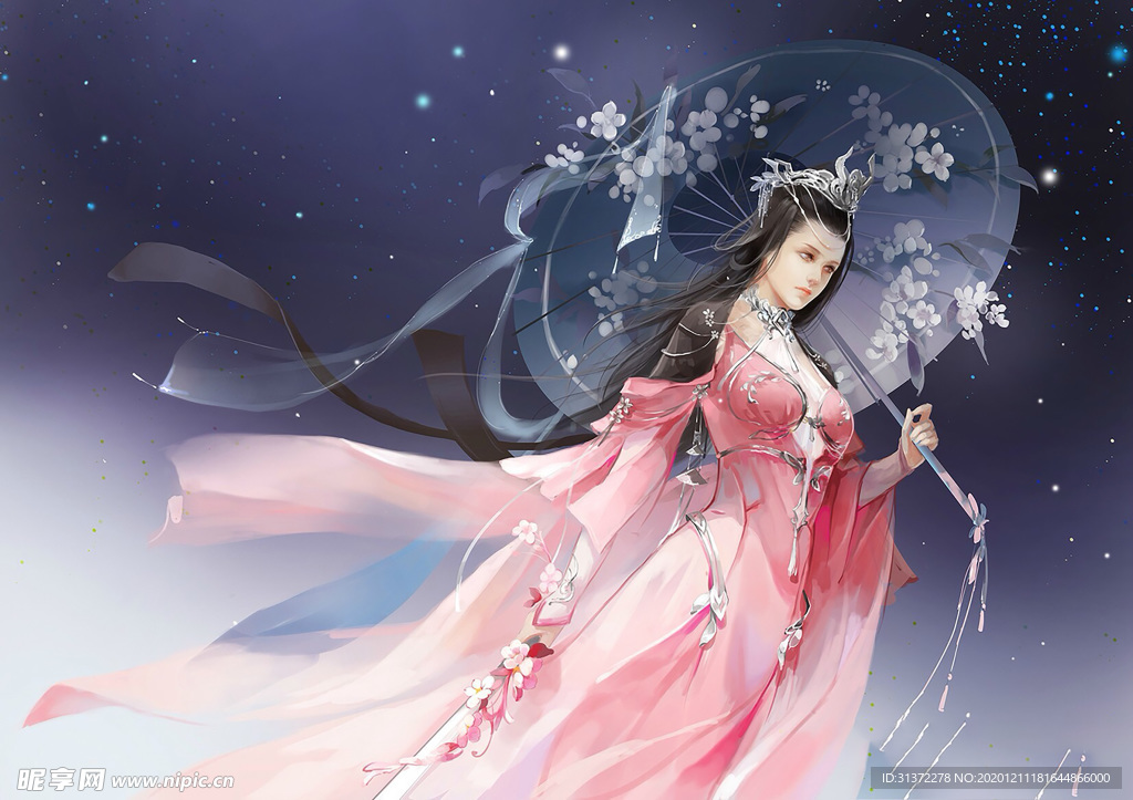 古装帅哥美女插画图片