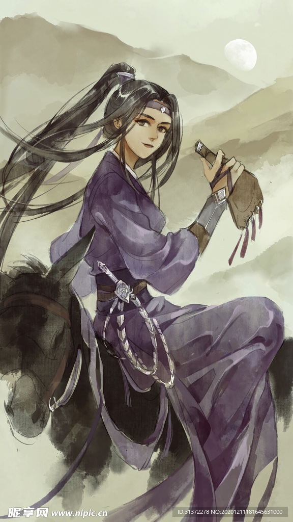 古装帅哥美女插画图片