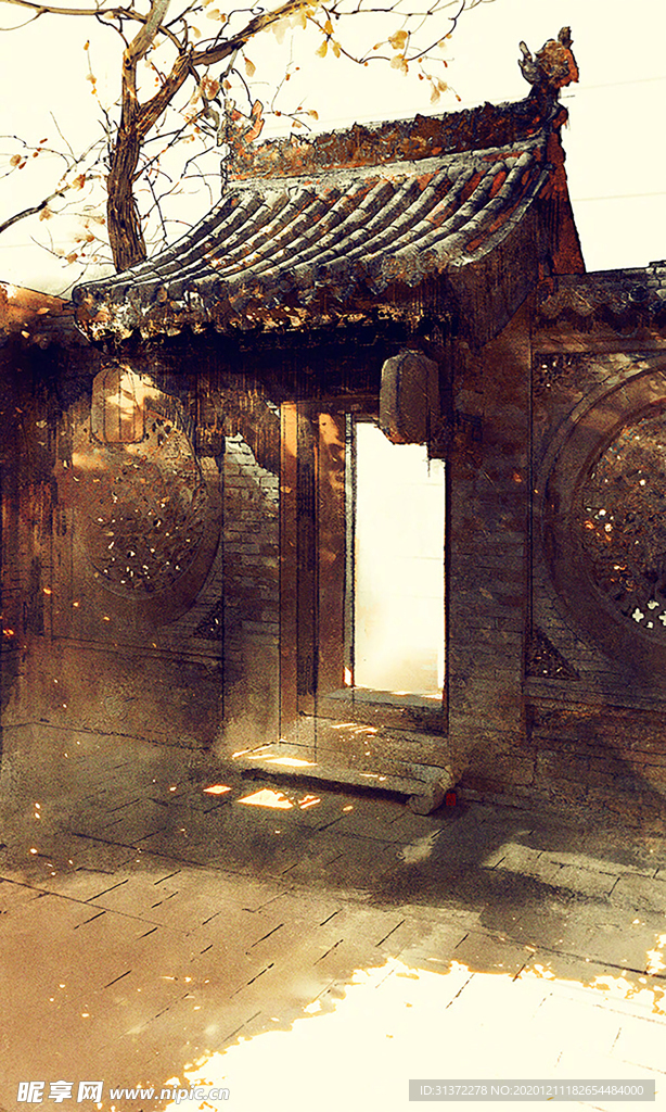 中国风大气插画场景图片