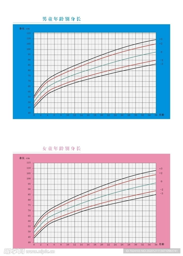 男女童年龄别身长