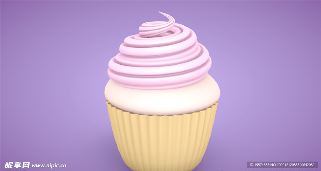 C4D 模型粉红色奶油蛋糕