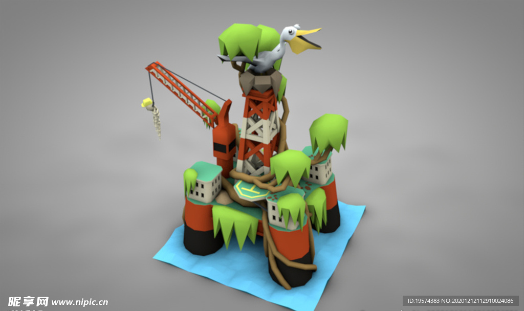 C4D 模型吊车吊机