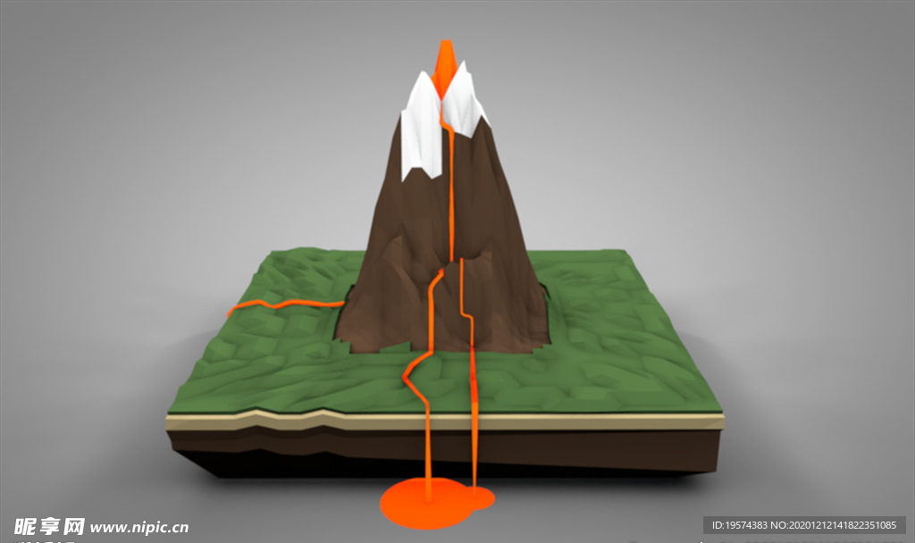 C4D 模型火山
