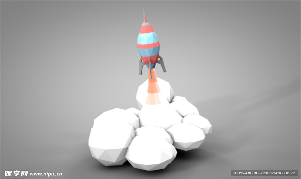 C4D 模型火箭发射
