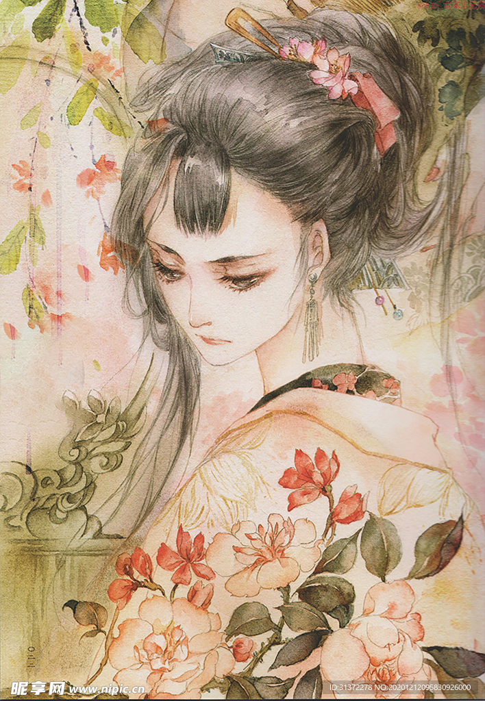 古装帅哥美女插画图片