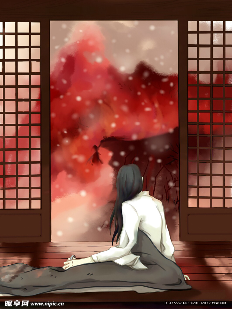 中国风大气插画场景图片