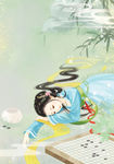 古装帅哥美女插画图片