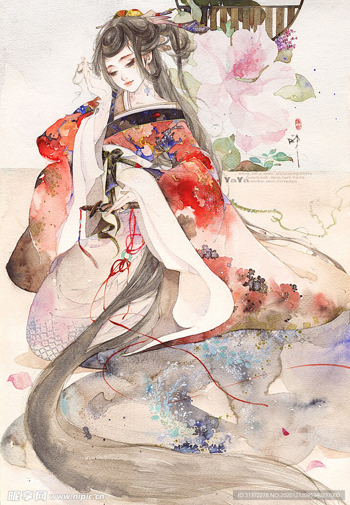 古装帅哥美女插画图片