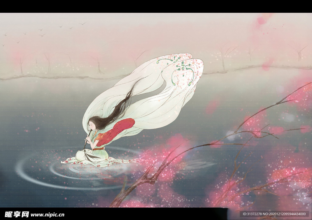 古装帅哥美女插画图片