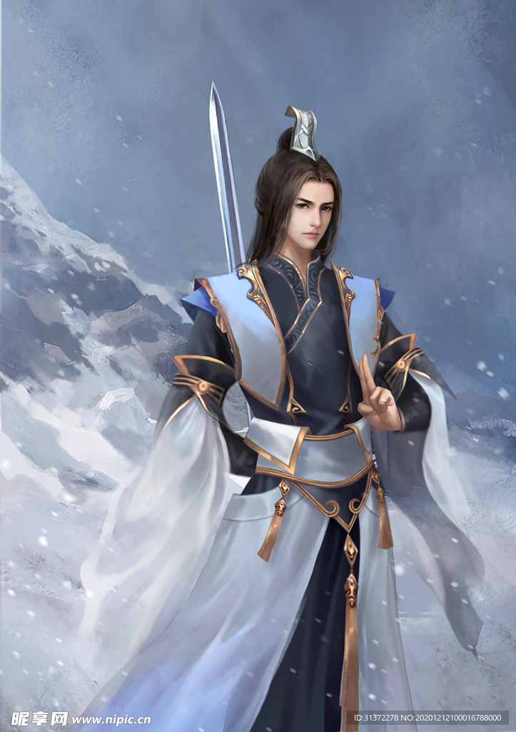 古装帅哥美女插画图片