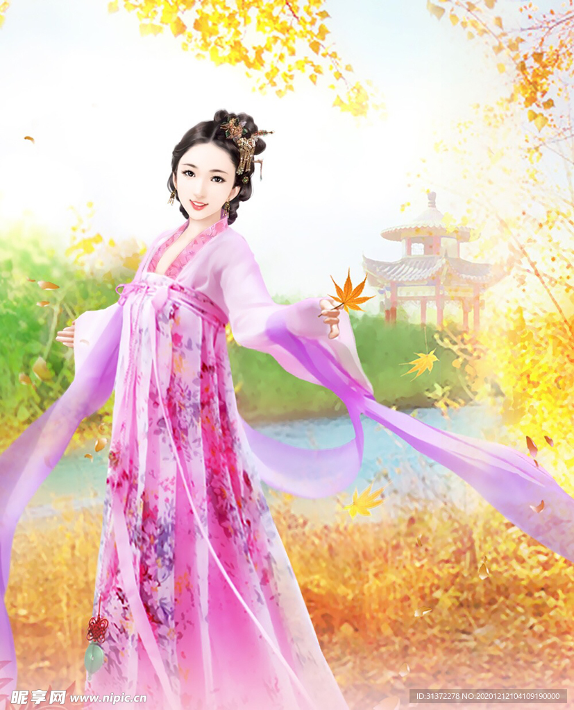 古装帅哥美女插画图片