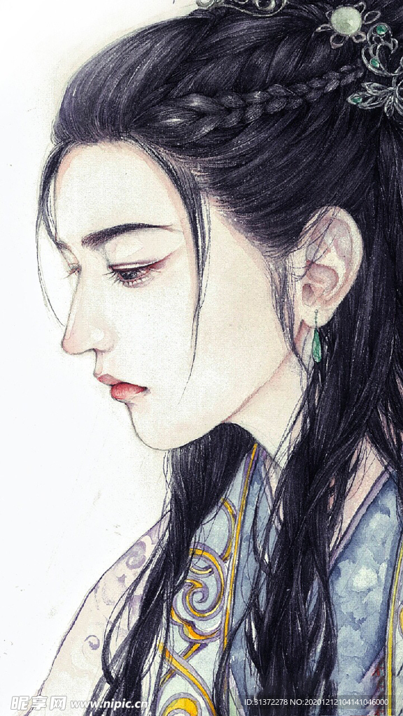 古装帅哥美女插画图片