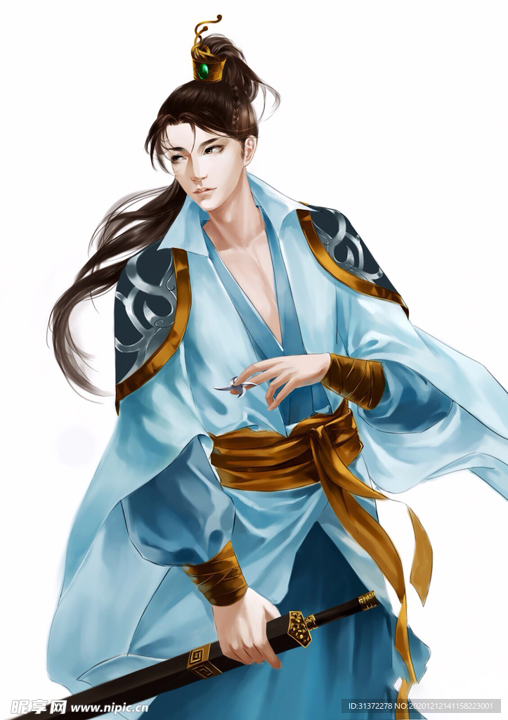 古装帅哥美女插画图片