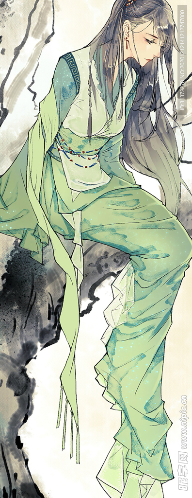 古装帅哥美女插画图片