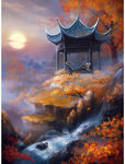中国风大气插画场景图片