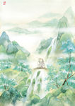 中国风大气插画场景图片