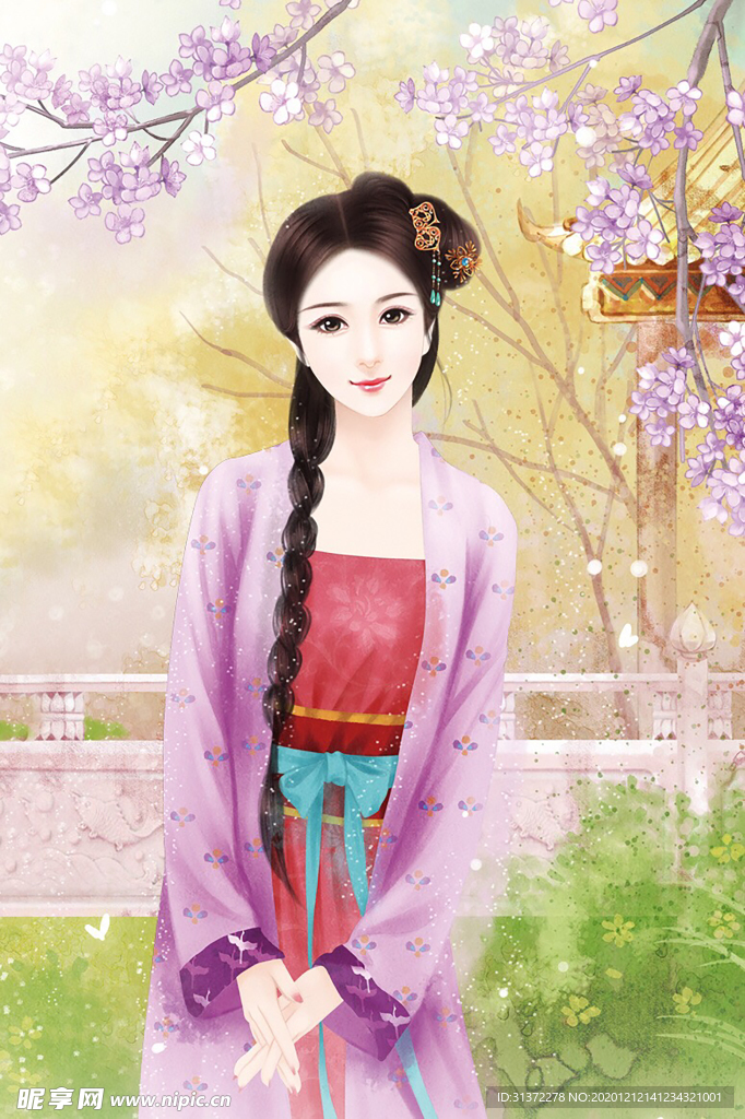 古装帅哥美女插画图片