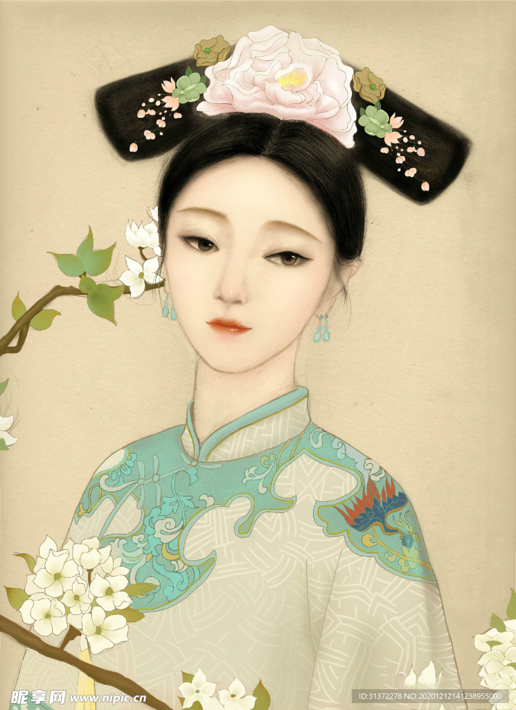 古装帅哥美女插画图片