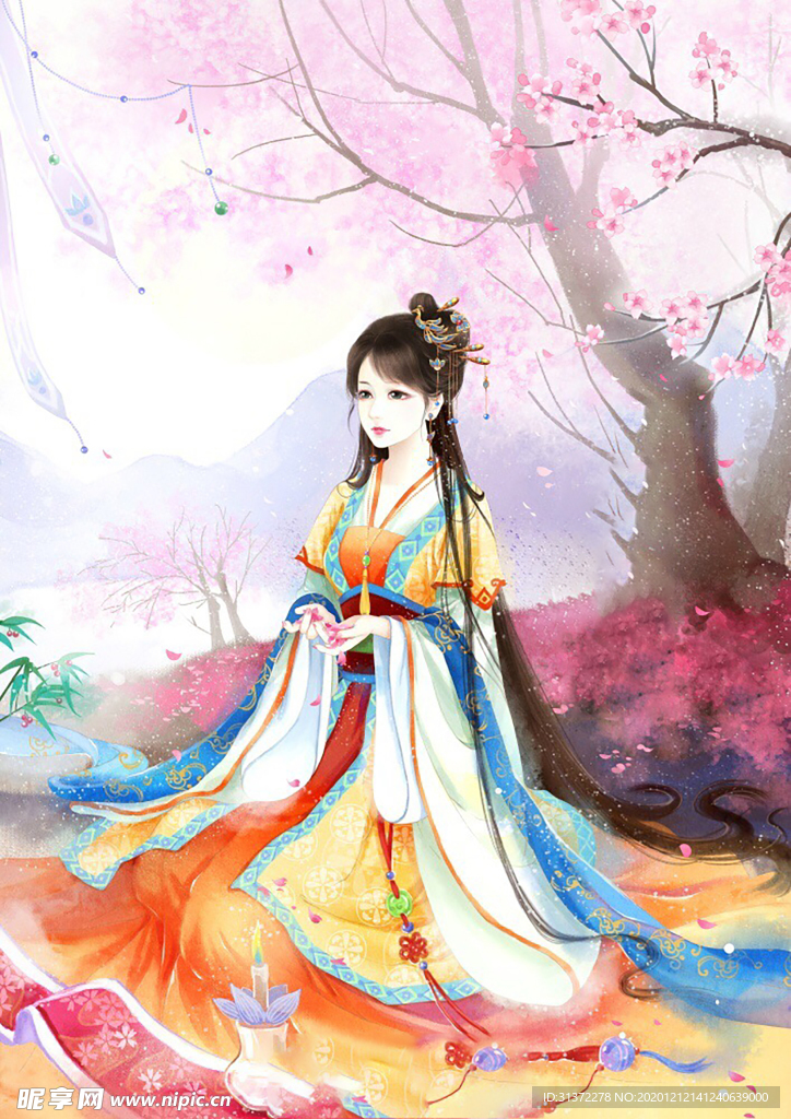 古装帅哥美女插画图片