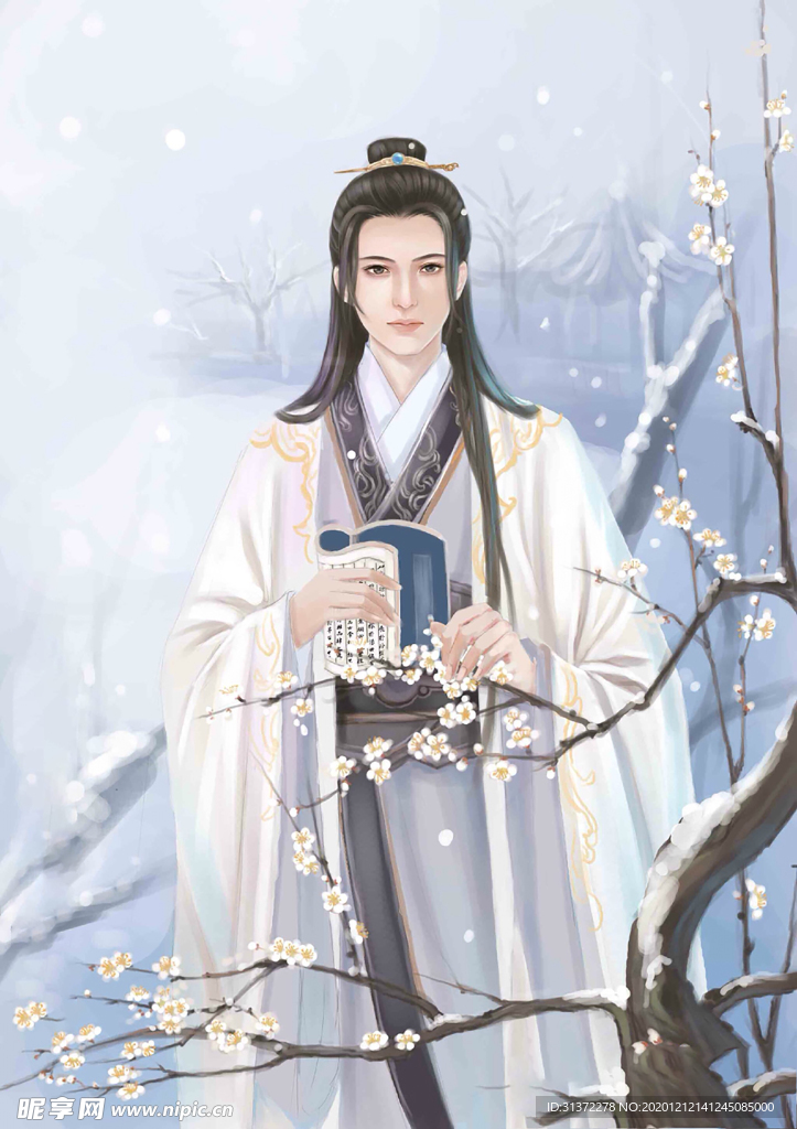 古装帅哥美女插画图片