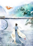 古装帅哥美女插画图片
