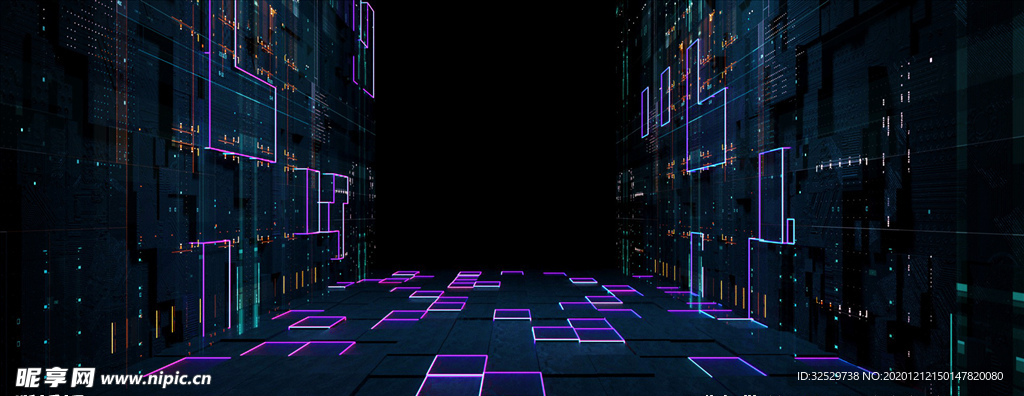 C4D赛博朋克科技背景