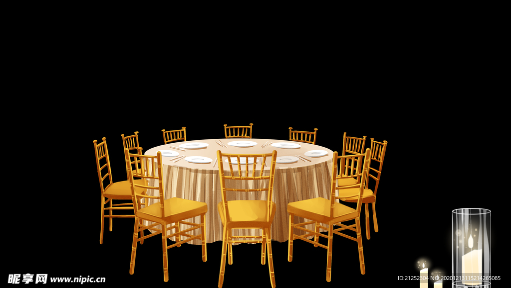 金色香槟色餐桌