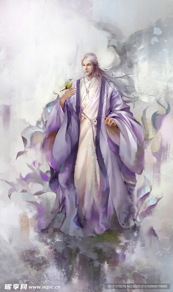 古装帅哥美女插画图片