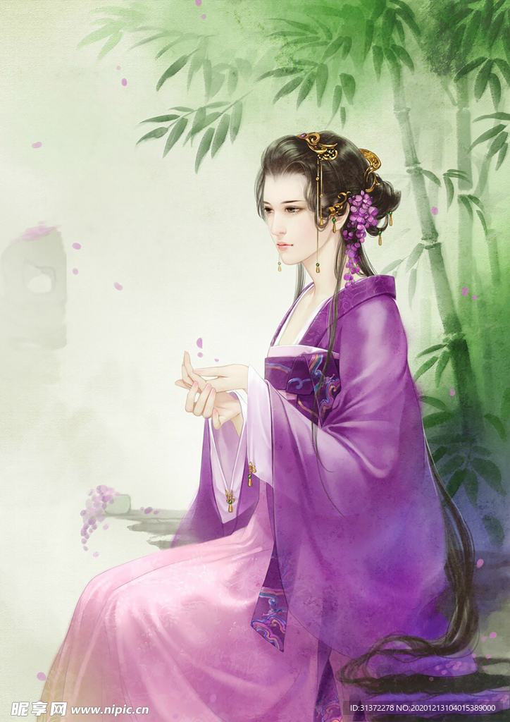 古装帅哥美女插画图片