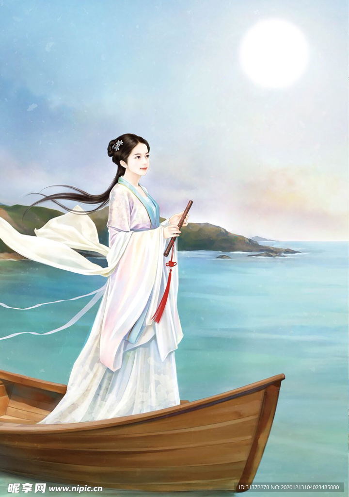 古装帅哥美女插画图片