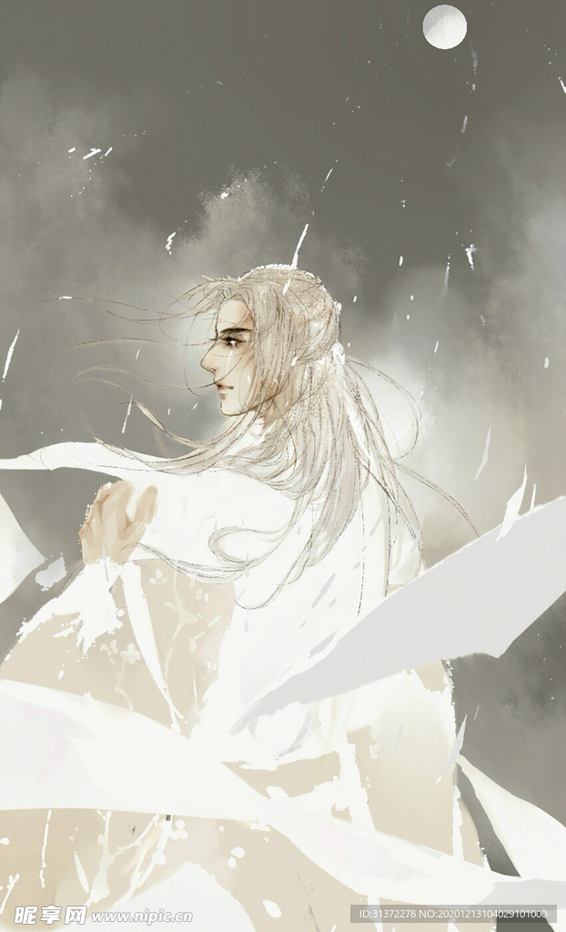 古装帅哥美女插画图片