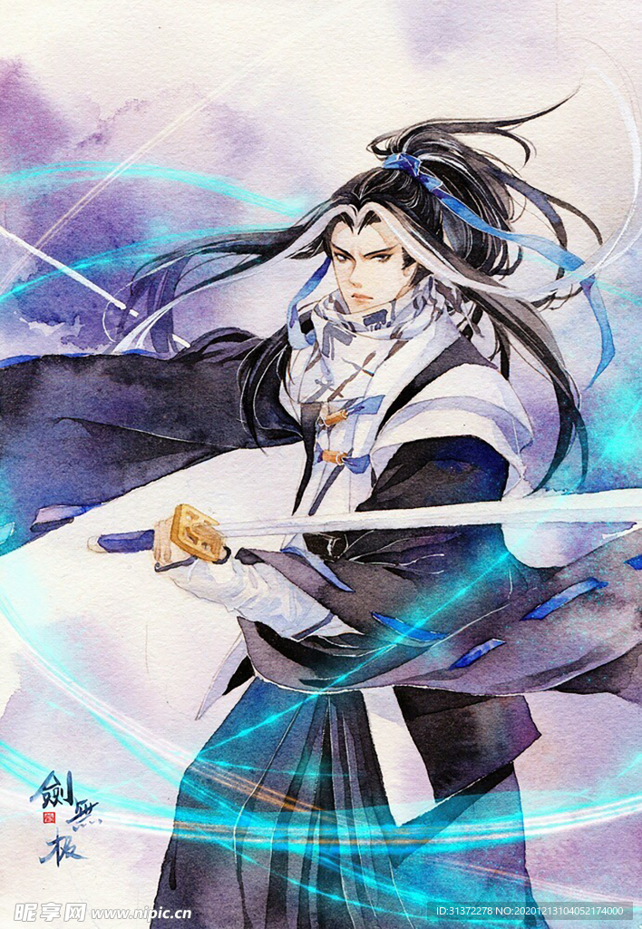 古装帅哥美女插画图片
