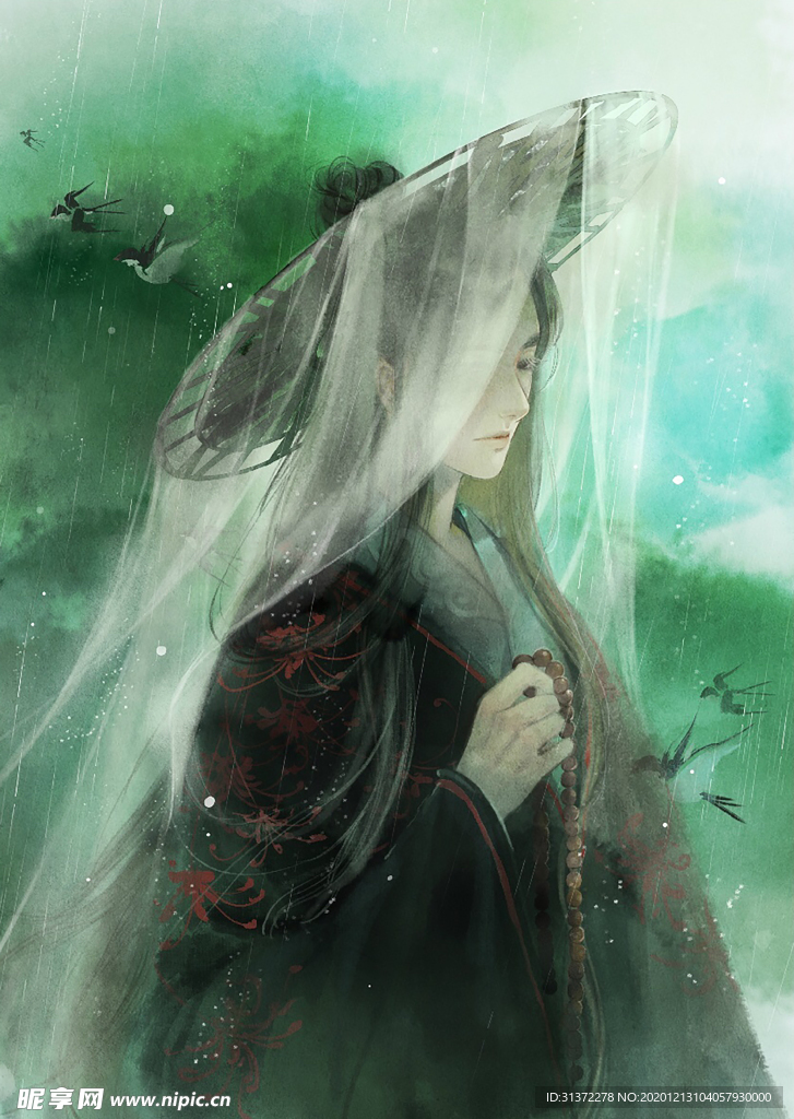 古装帅哥美女插画图片