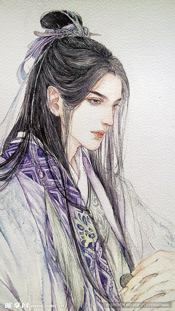 古装帅哥美女插画图片