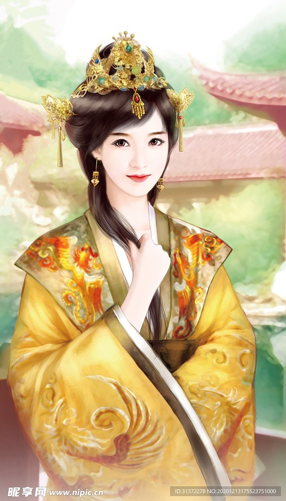 古装帅哥美女插画图片