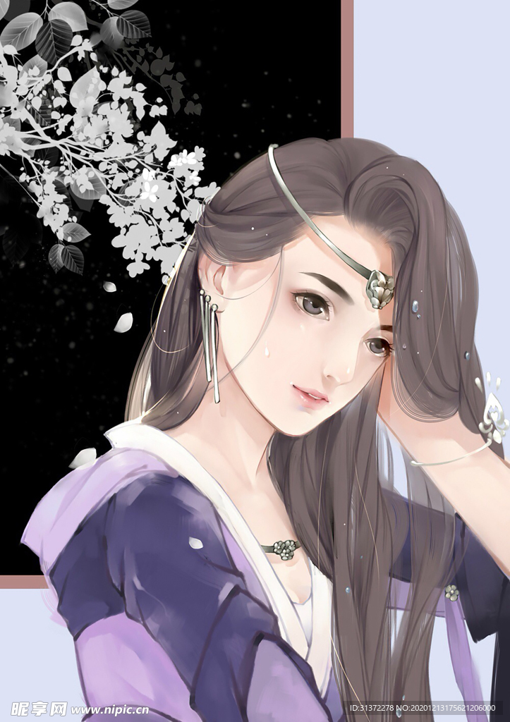 古装帅哥美女插画图片