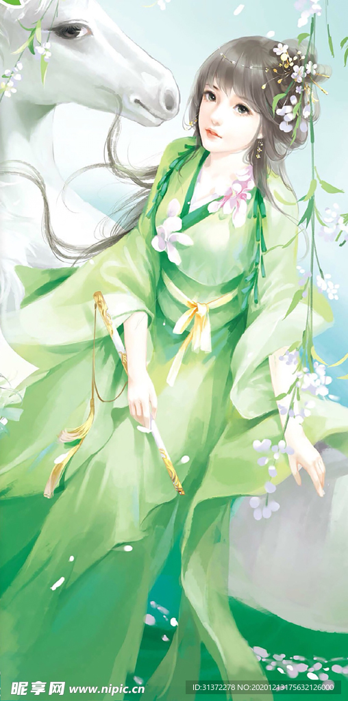 古装帅哥美女插画图片