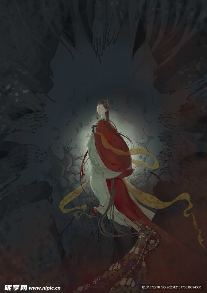 古装帅哥美女插画图片